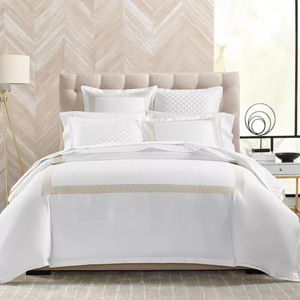 Hudson Park Collection Blue 500TC Embroidered Geo Duvet Cover, Twin NWT $340